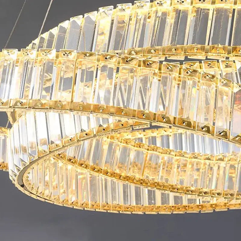 Modern gold double ring decorbites crystal chandelier dining room