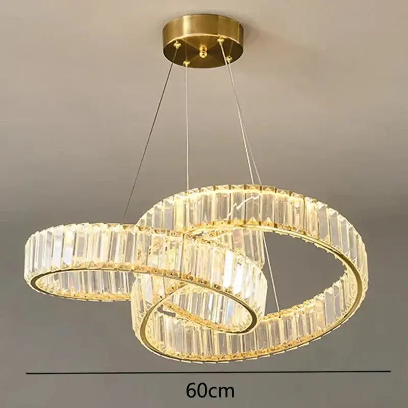 Modern gold double ring decorbites crystal chandelier dining room
