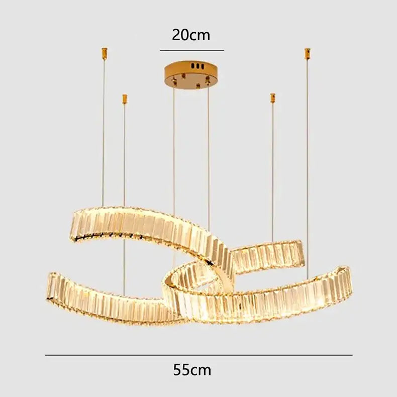 Modern golden spiral decorbites crystal chandelier dining room pendant light