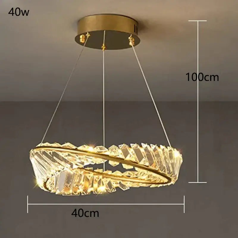 Modern gold double ring decorbites crystal chandelier dining room light