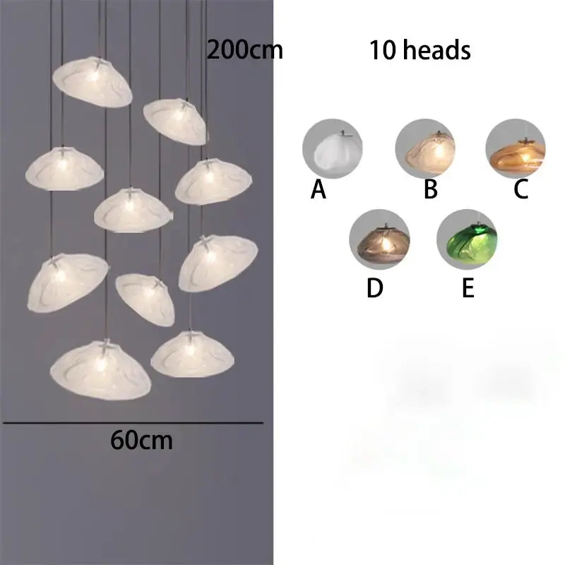 Modern shell glass decorbites crystal chandelier for living room