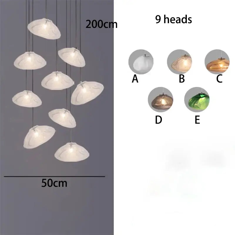 Modern shell glass decorbites crystal chandelier for living room