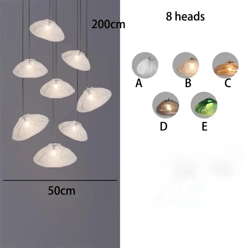 Modern shell glass decorbites crystal chandelier for living room