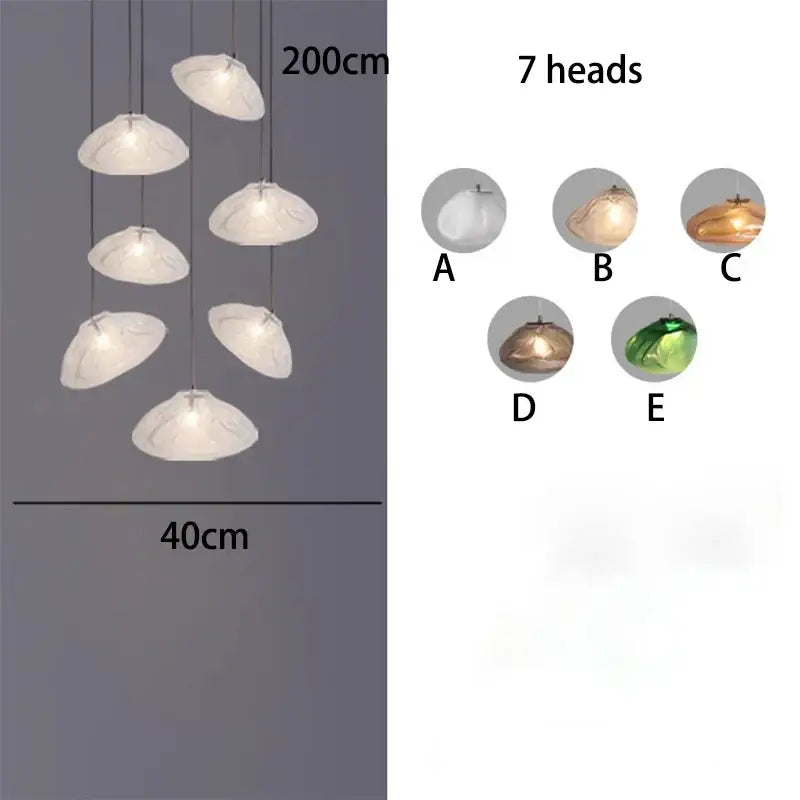 Modern shell glass decorbites crystal chandelier for living room