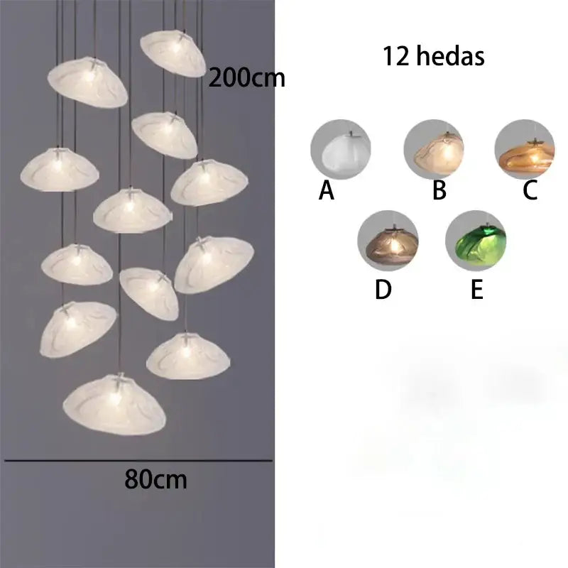 Modern shell glass decorbites crystal chandelier for living room
