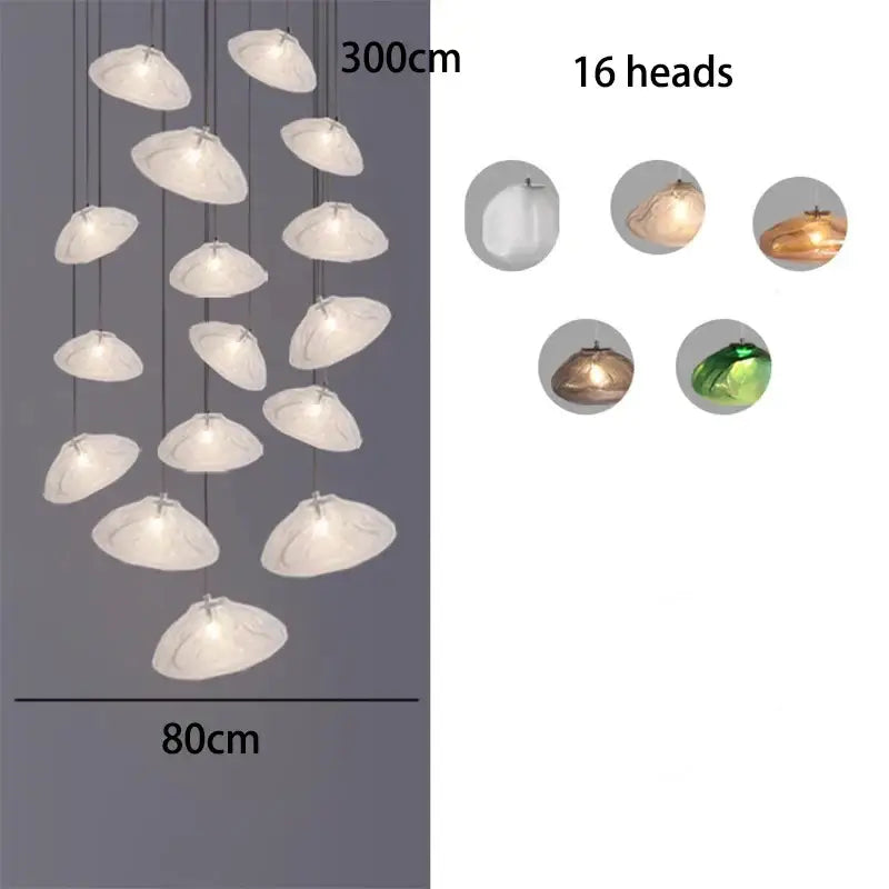 Modern shell glass decorbites crystal chandelier for living room