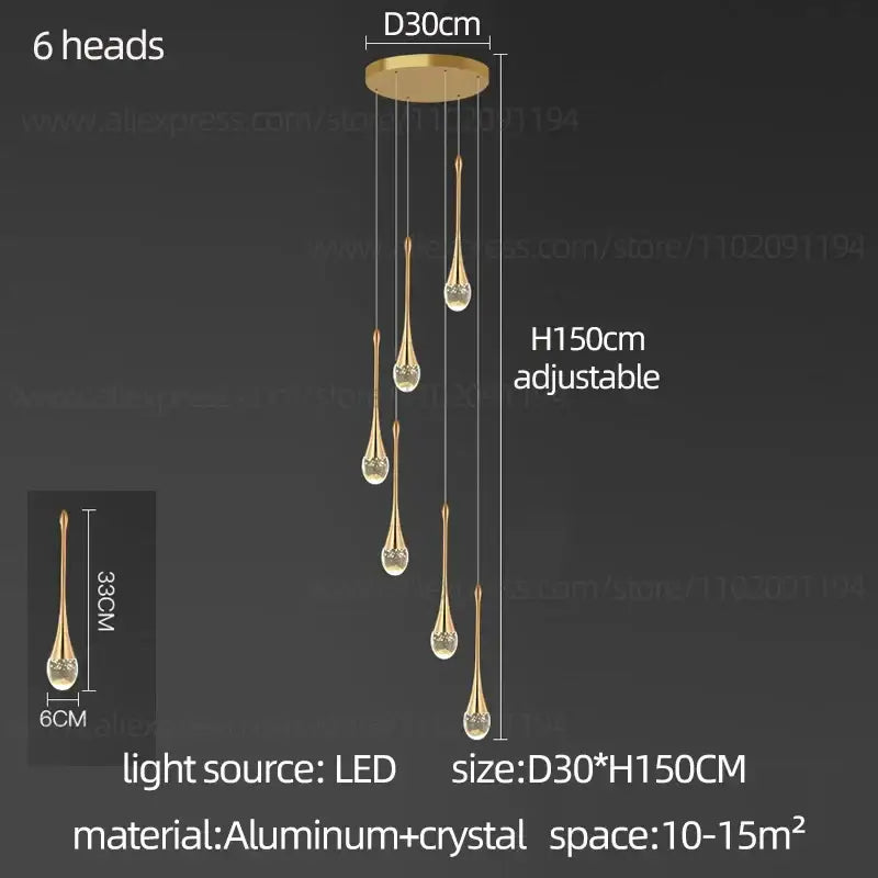Modern gold decorbites crystal chandelier for living room staircase