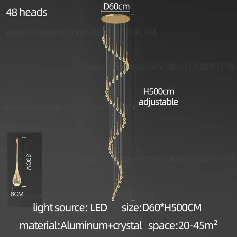 Modern gold decorbites crystal chandelier for living room staircase