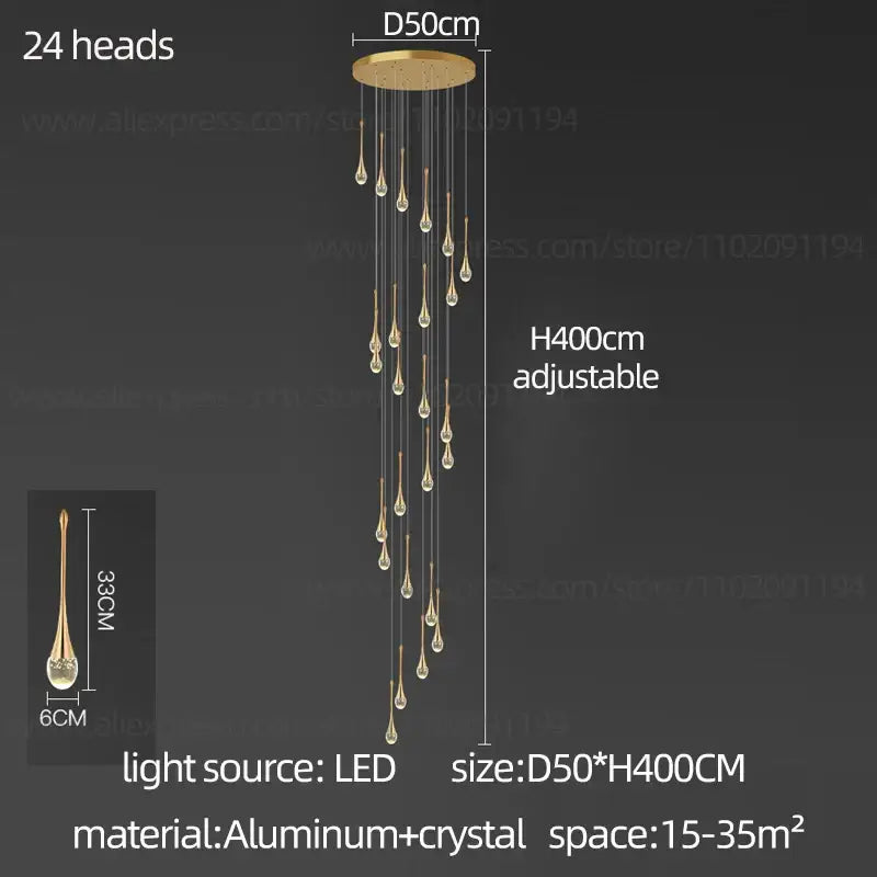 Modern gold decorbites crystal chandelier for living room staircase