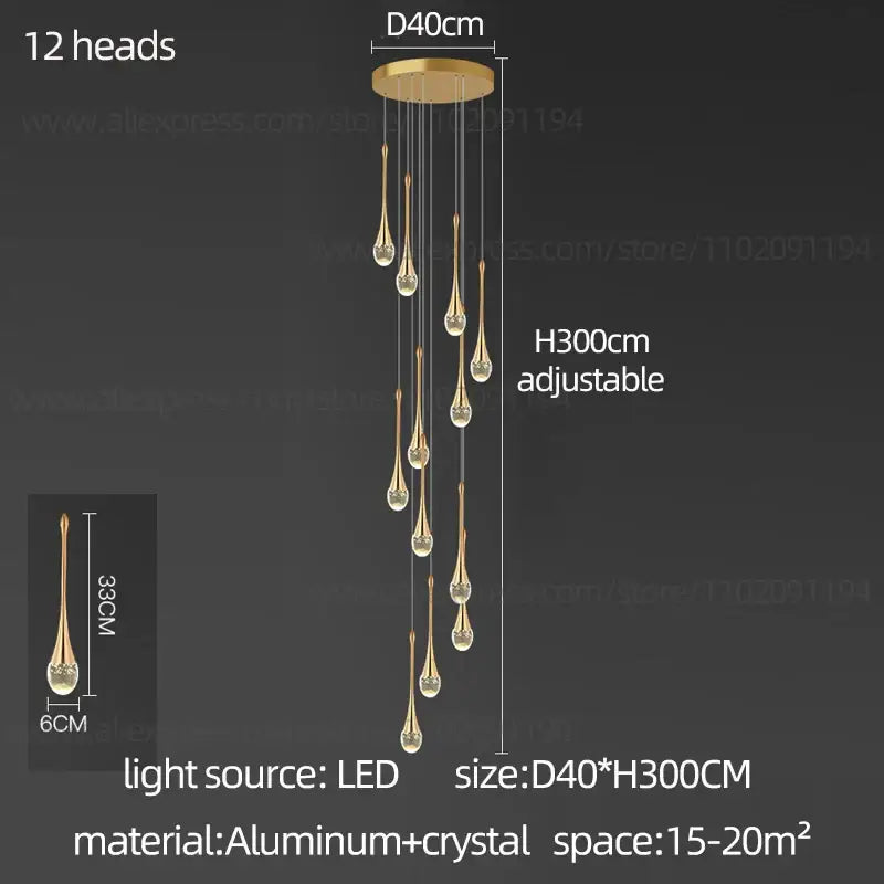 Modern gold decorbites crystal chandelier for living room staircase