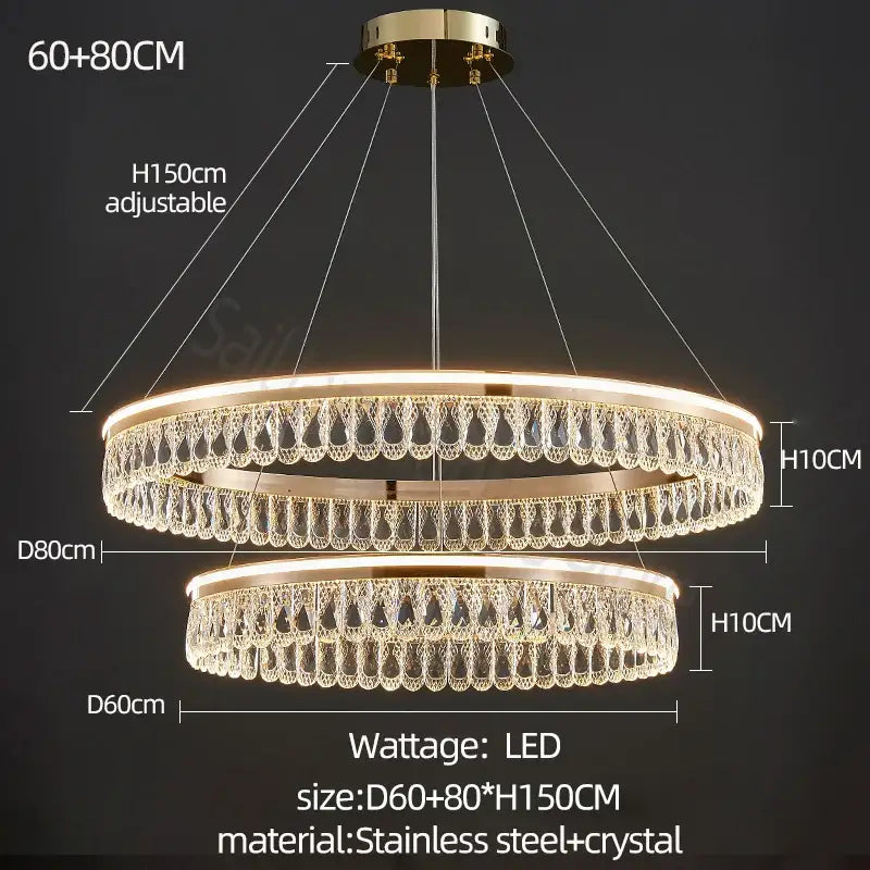 Modern gold three tier decorbites crystal chandelier for dining room