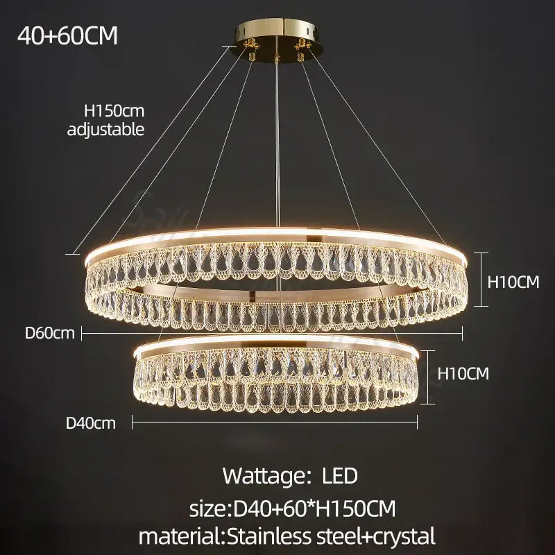 Modern gold three tier decorbites crystal chandelier for dining room