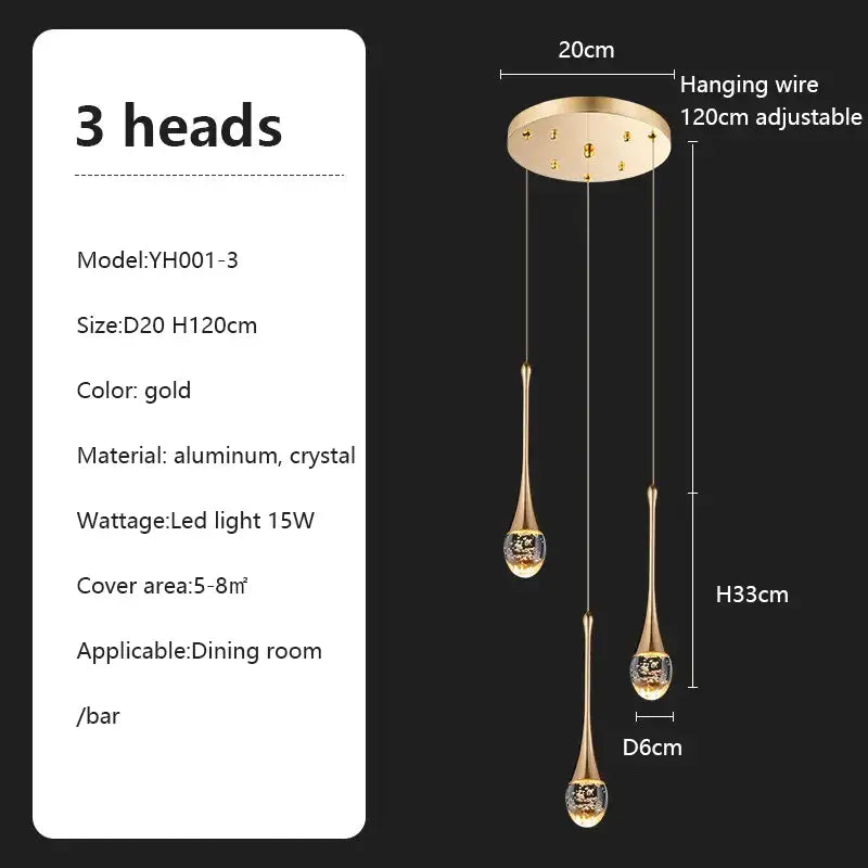 Modern teardrop glass decorbites crystal chandelier living room light