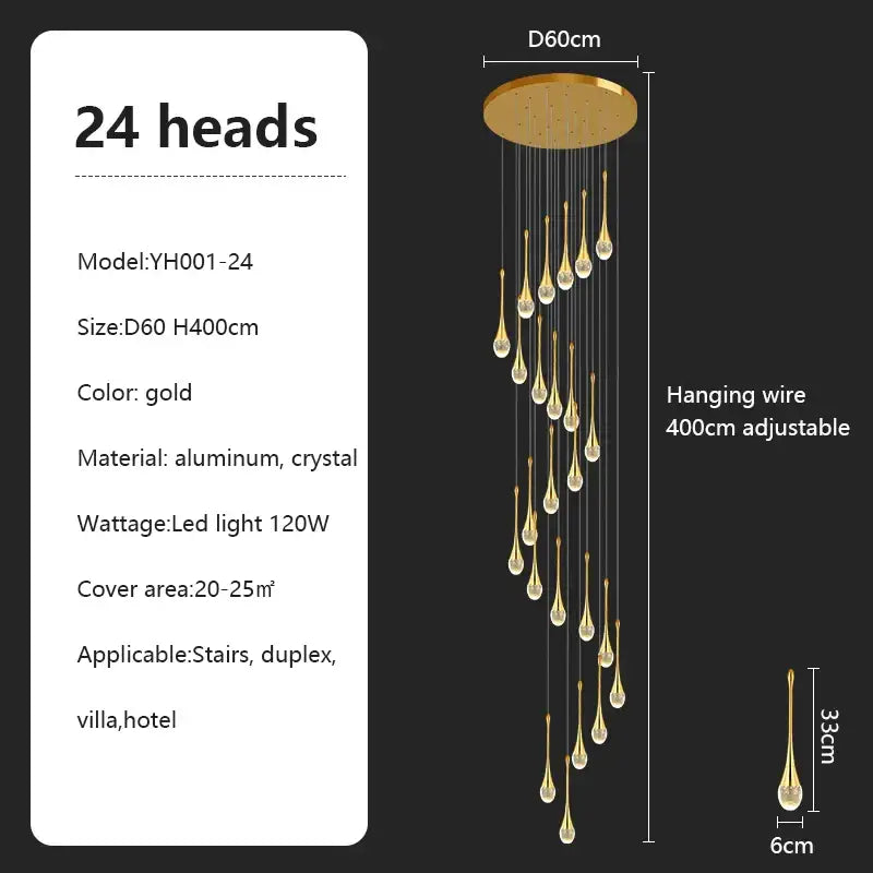 Modern teardrop glass decorbites crystal chandelier living room light