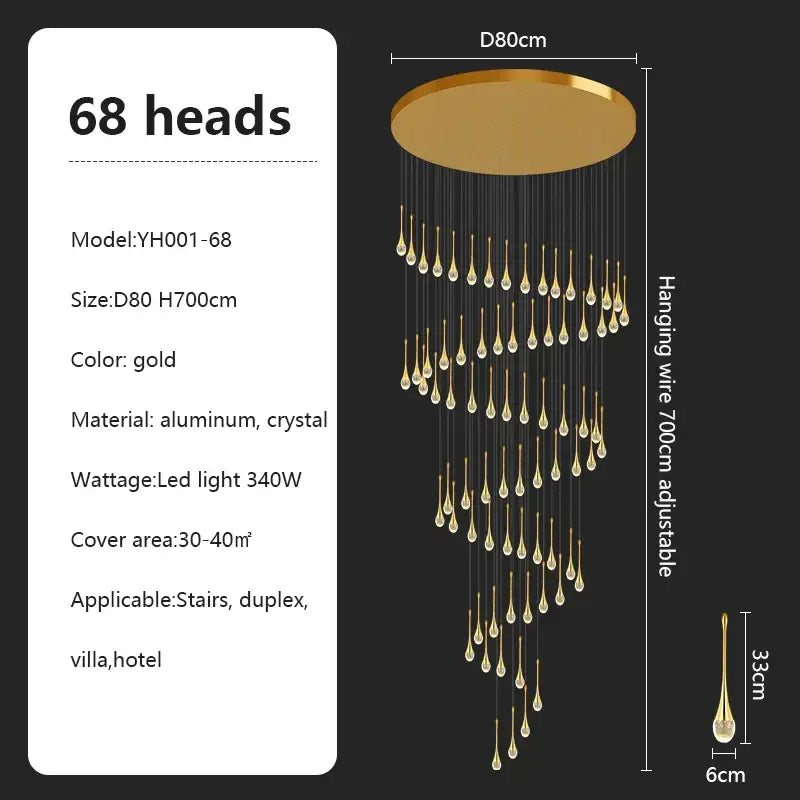 Modern teardrop glass decorbites crystal chandelier living room light