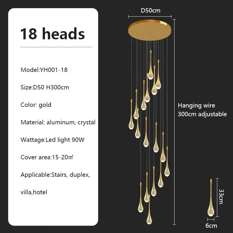 Modern teardrop glass decorbites crystal chandelier living room light
