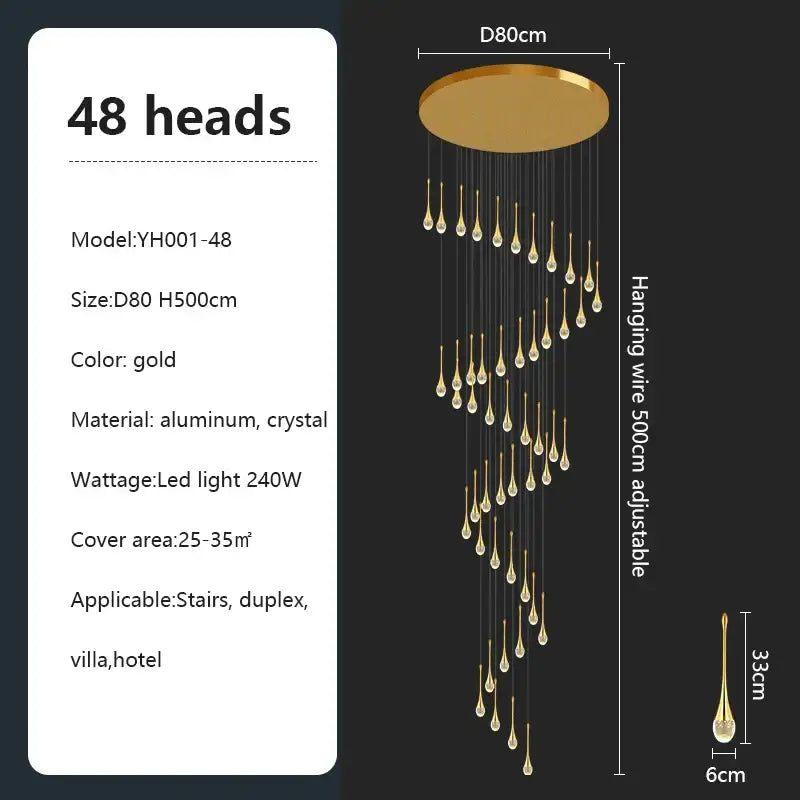 Modern teardrop glass decorbites crystal chandelier living room light