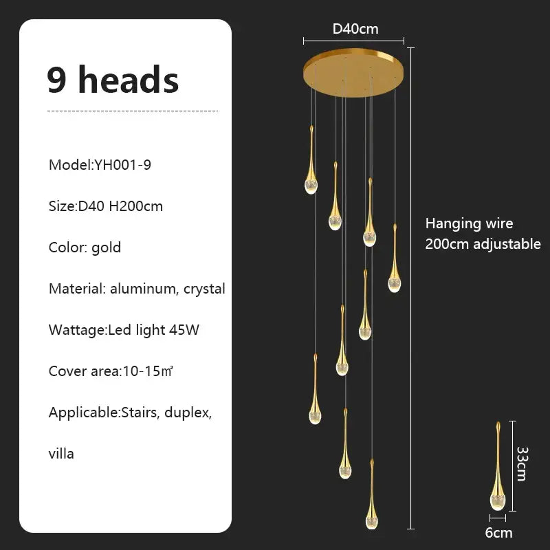 Modern teardrop glass decorbites crystal chandelier living room light