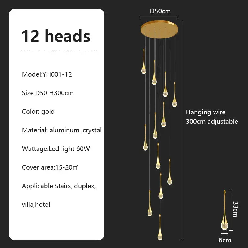 Modern teardrop glass decorbites crystal chandelier living room light