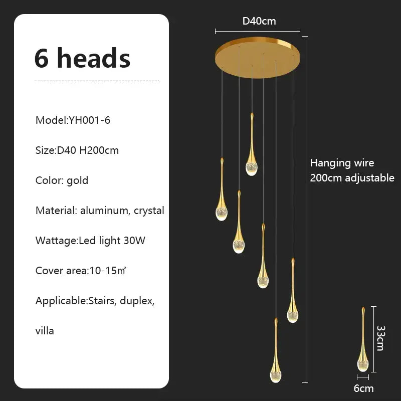 Modern teardrop glass decorbites crystal chandelier living room light