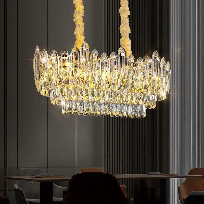 Modern tiered faceted decorbites crystal chandelier for dining room