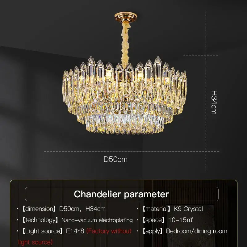 Modern tiered faceted decorbites crystal chandelier for dining room