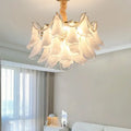 Modern pearl white glass decorbites crystal chandelier for bedroom