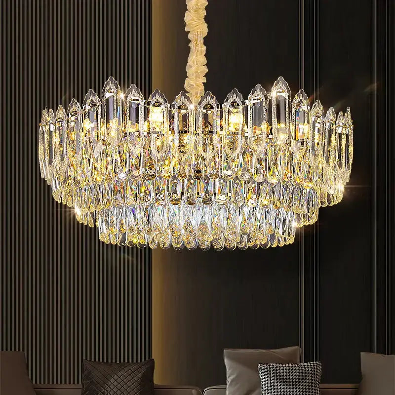 Modern tiered faceted decorbites crystal chandelier for dining room