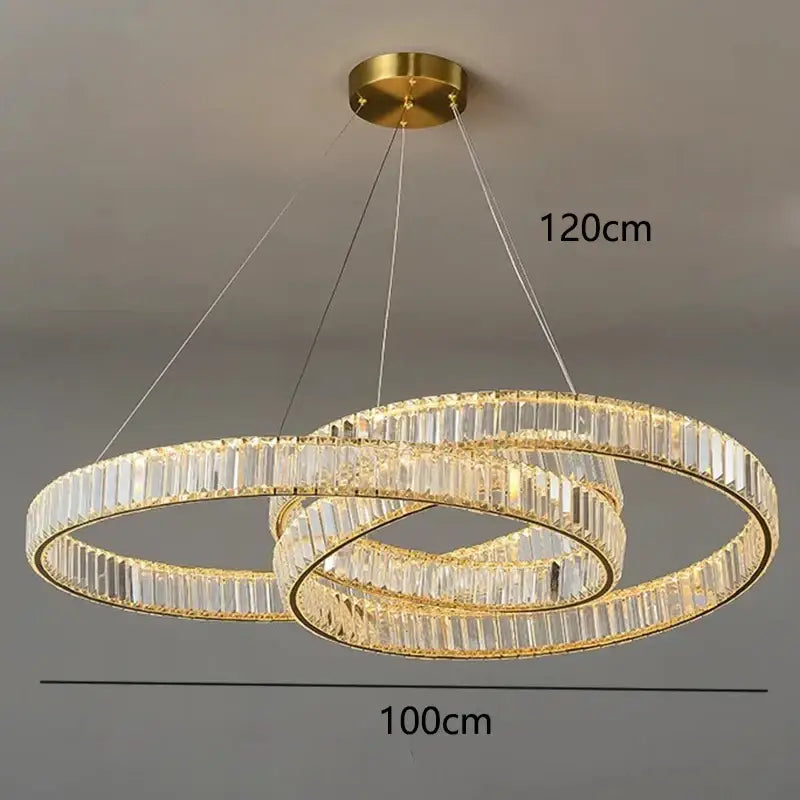 Modern gold double ring decorbites crystal chandelier for dining room