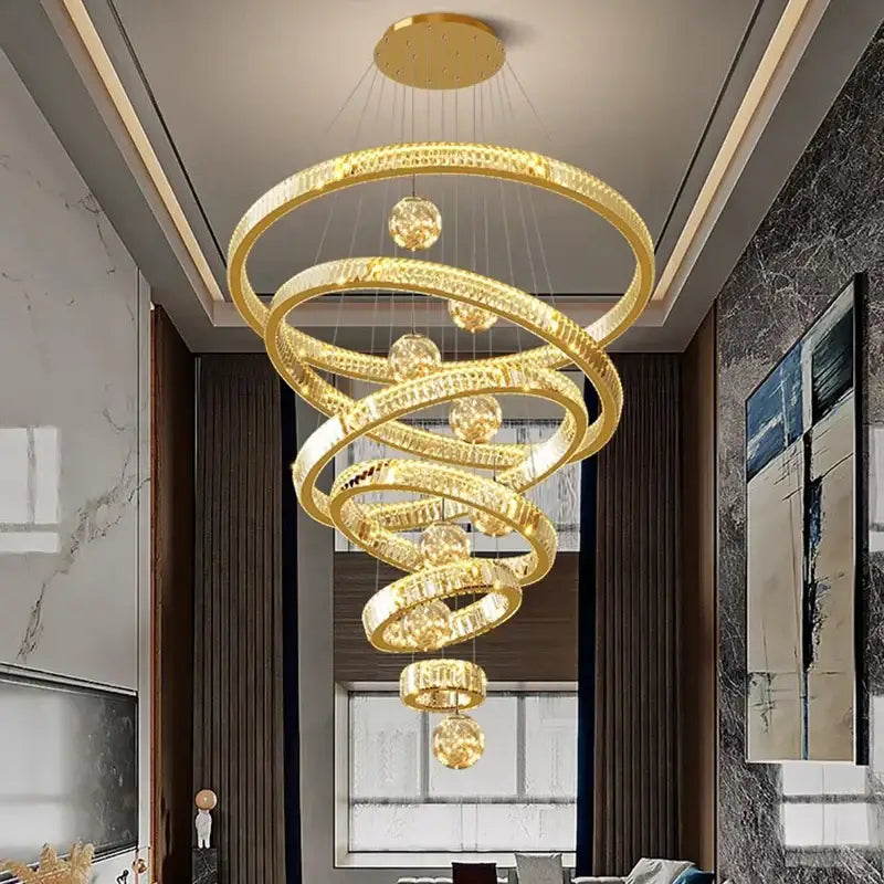 Modern gold spiral decorbites crystal chandelier living room light