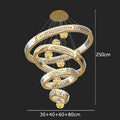 Modern gold spiral decorbites crystal chandelier living room light