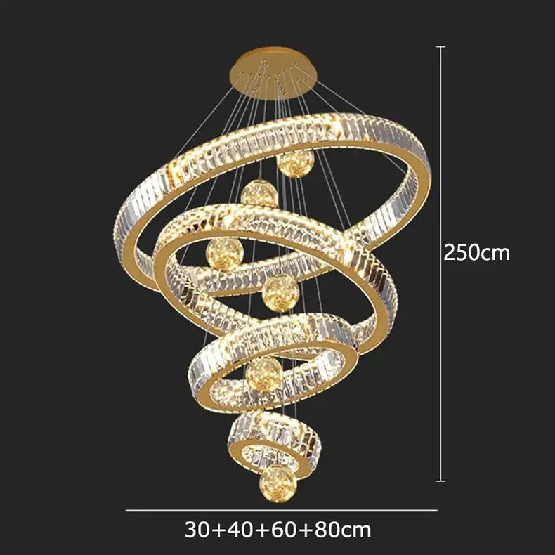 Modern gold spiral decorbites crystal chandelier living room light