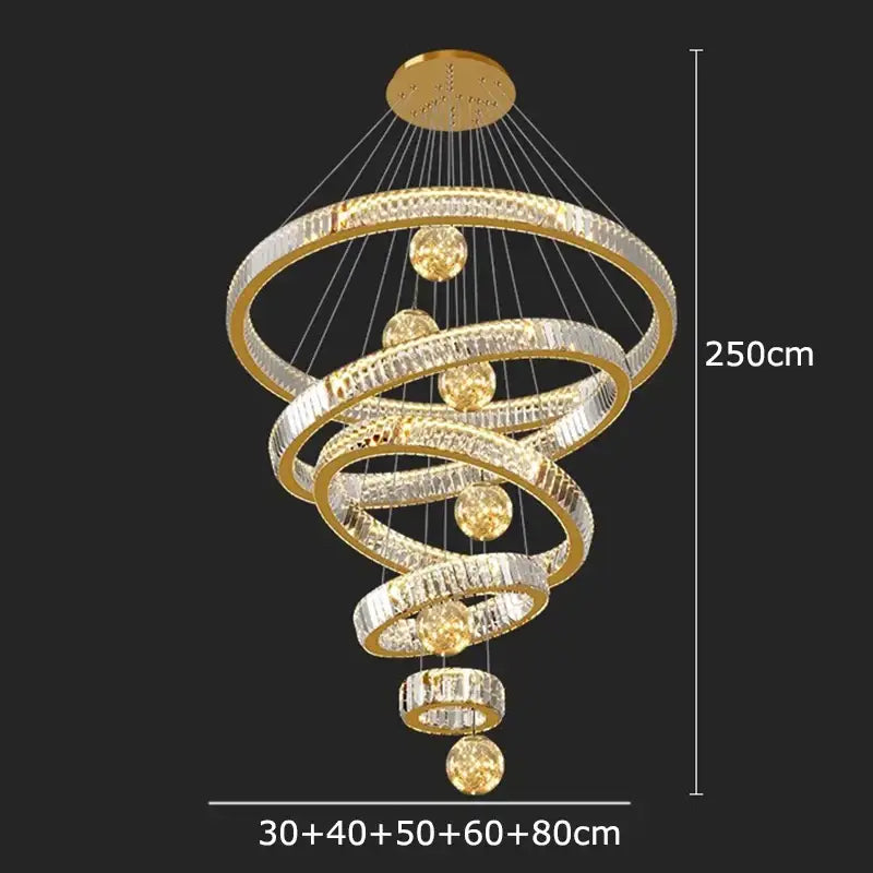 Modern gold spiral decorbites crystal chandelier living room light