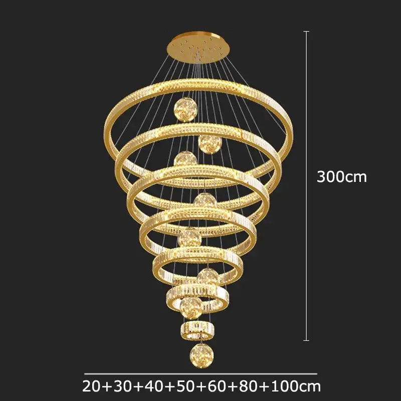 Modern gold spiral decorbites crystal chandelier living room light