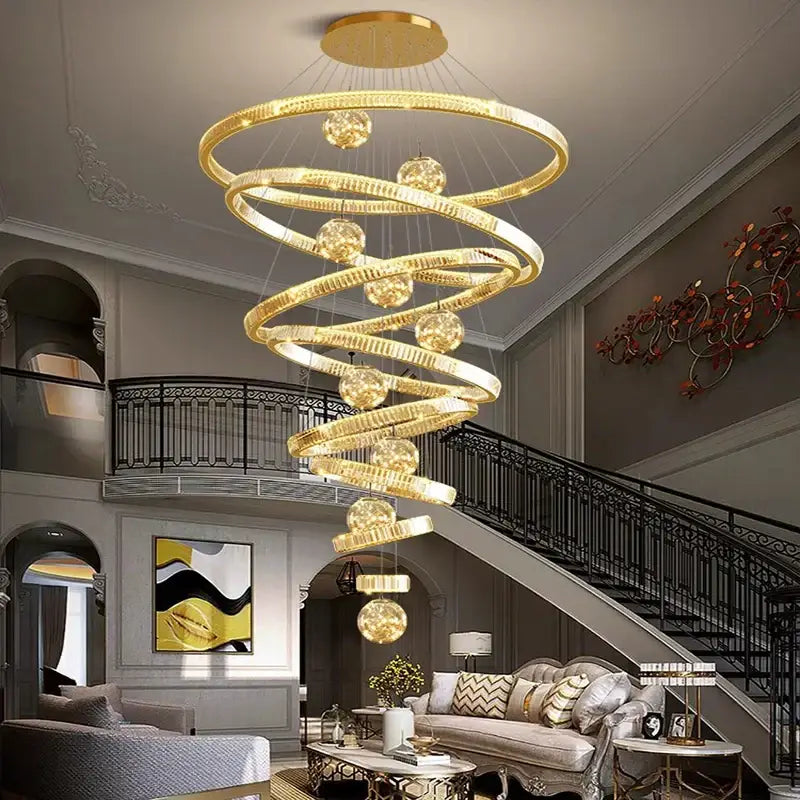 Modern gold spiral decorbites crystal chandelier living room light