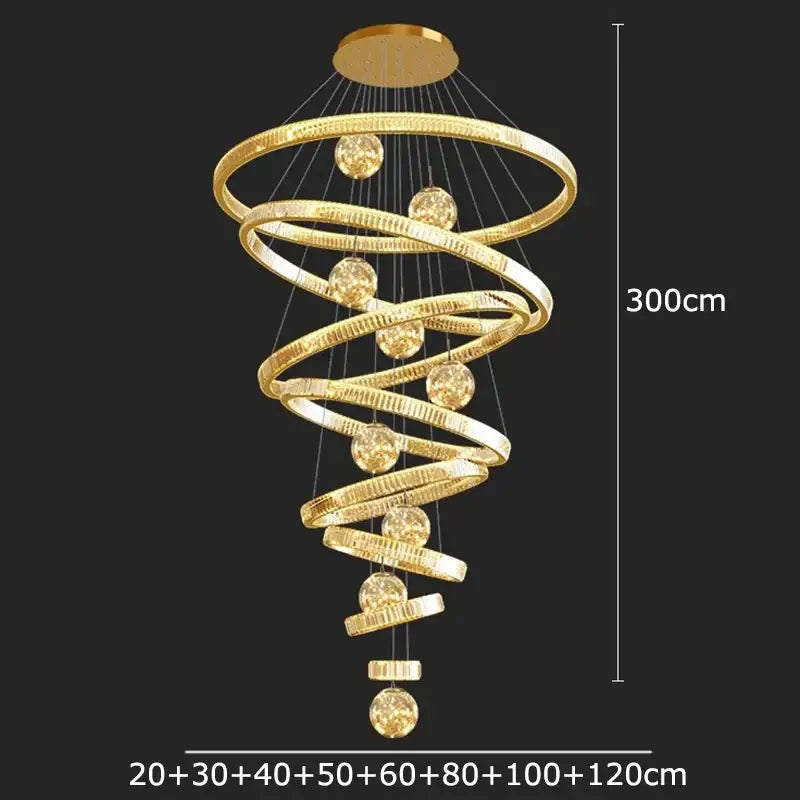 Modern gold spiral decorbites crystal chandelier living room light