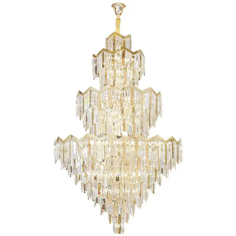 Modern luxury gold and crystal chandelier dining room multi tiered light