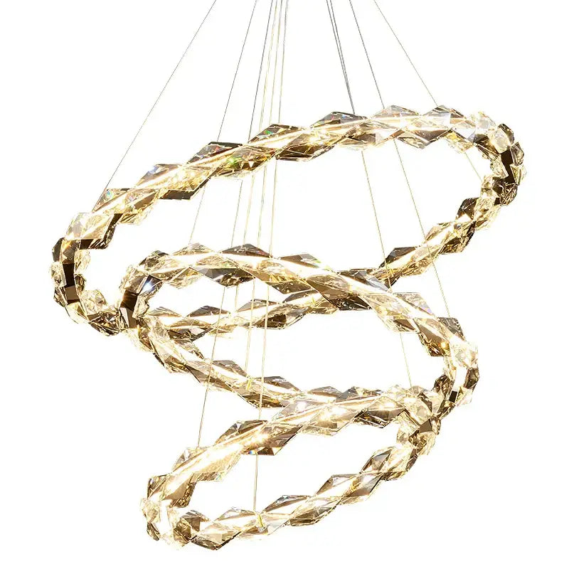 Modern ring decorbites crystal chandelier staircase luxury light