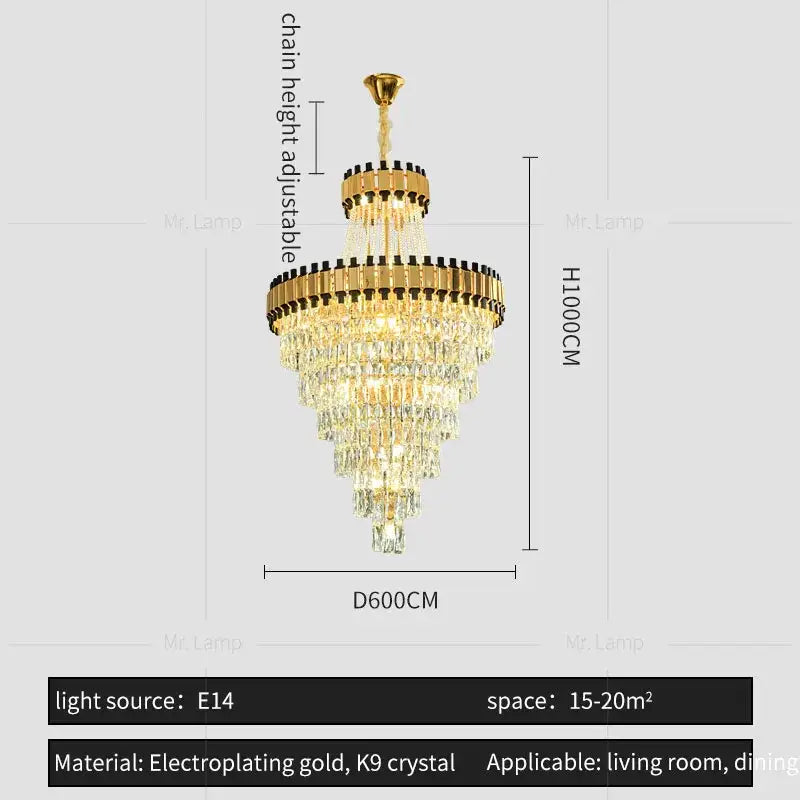 Modern golden tiered decorbites crystal chandelier for banquet hall