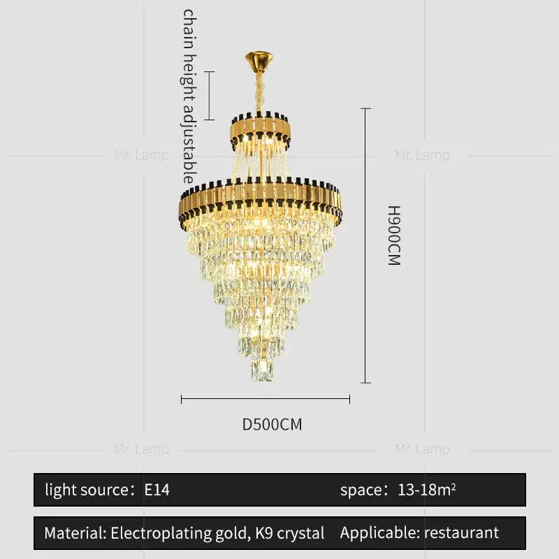 Modern golden tiered decorbites crystal chandelier for banquet hall