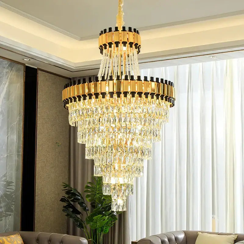 Modern golden tiered decorbites crystal chandelier for banquet hall