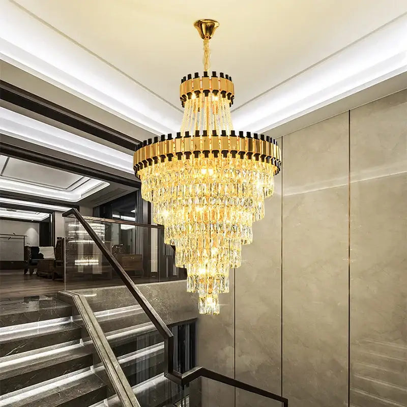 Modern golden tiered decorbites crystal chandelier for banquet hall