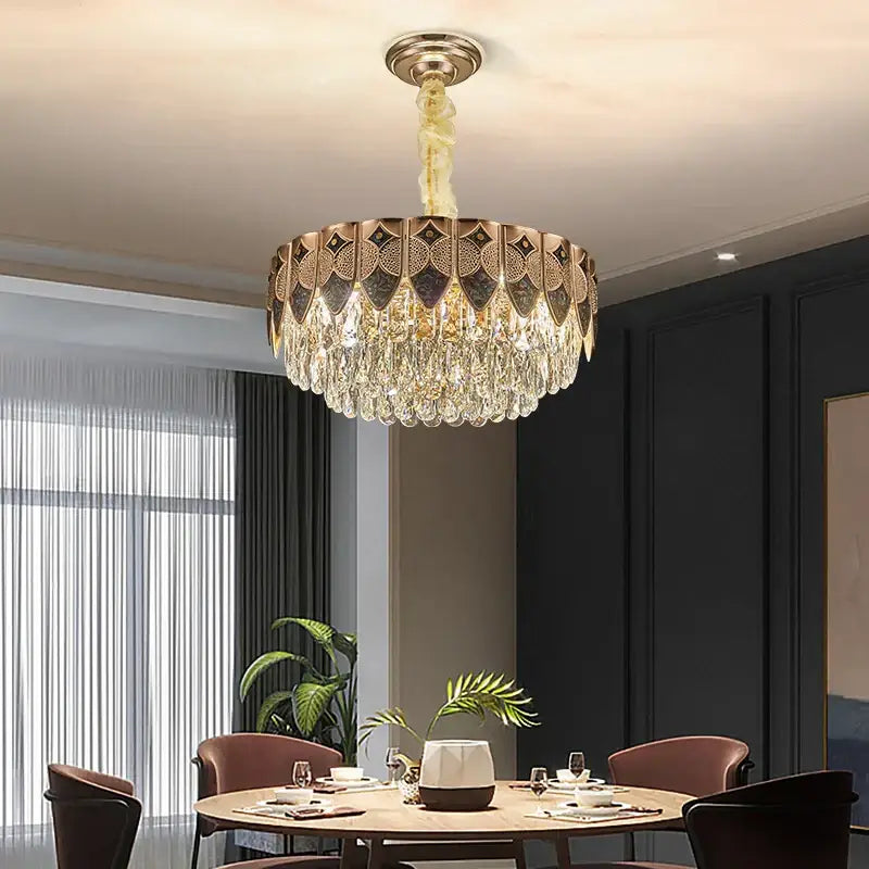 Modern gold geometric decorbites crystal chandelier for dining room