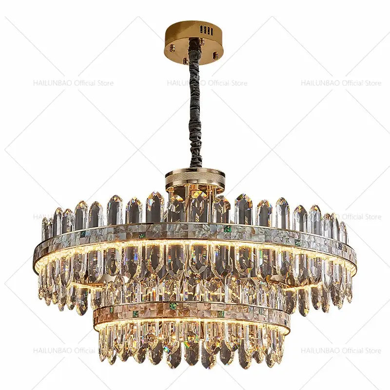 Modern gold two tier decorbites crystal chandelier for dining room