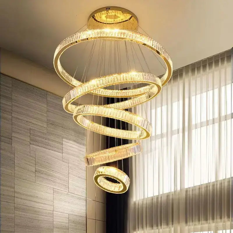 Modern gold spiral crystal chandelier for villa hallway