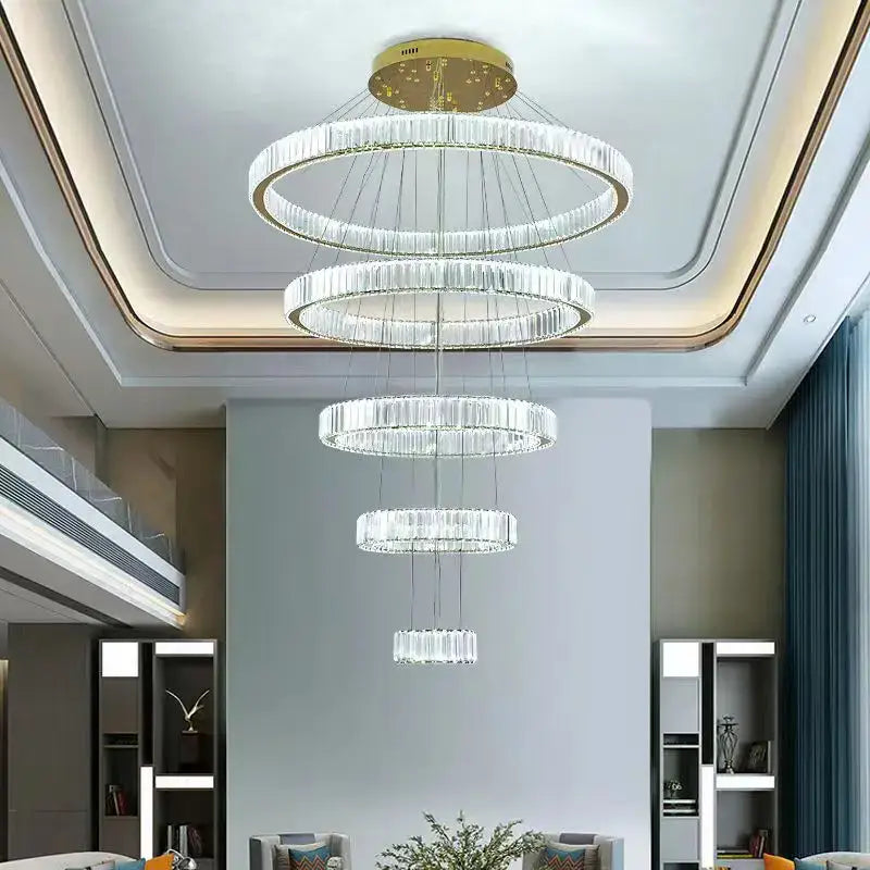 Modern gold spiral crystal chandelier for villa hallway