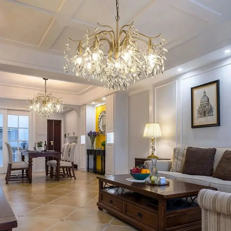 Decorbites crystal chandelier gold branch luxury living room light