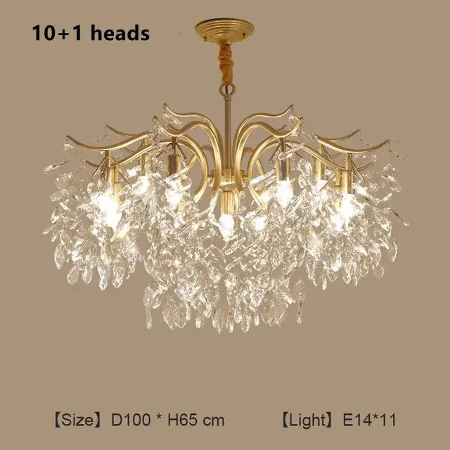 Decorbites crystal chandelier gold branch luxury living room light