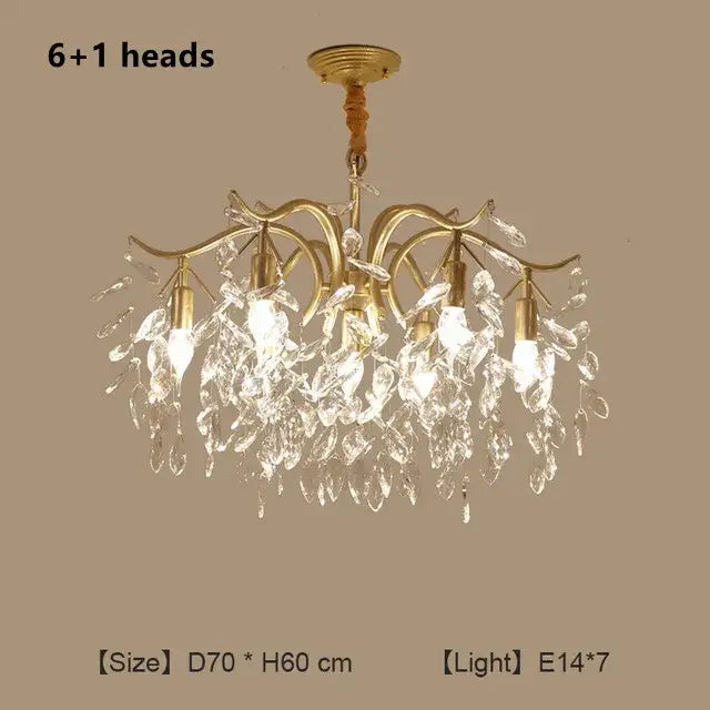Decorbites crystal chandelier gold branch luxury living room light