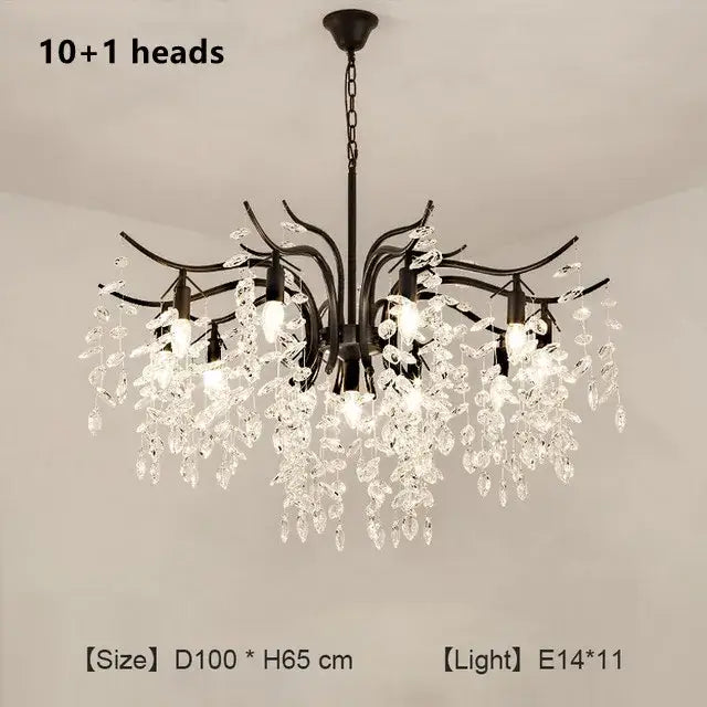 Decorbites crystal chandelier gold branch luxury living room light